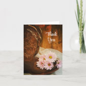 ピンクのデイジーとカウボーイブーツ西ありがとう サンキューカード (正面)