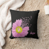 ピンクのデイジーとピンクのリボン クッション (ブランケット)