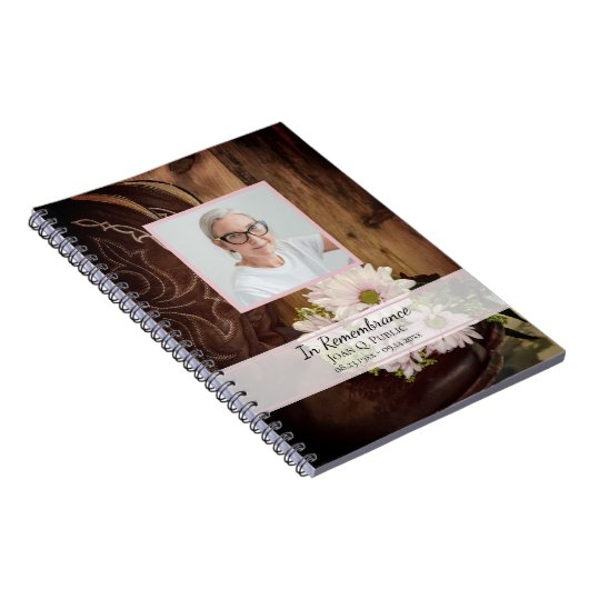 ピンクのデイジーとブーツ葬儀記念ゲストブック ノートブック (右側)