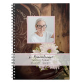 ピンクのデイジーとブーツ葬儀記念ゲストブック ノートブック (正面)