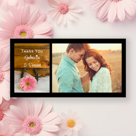 ピンクのデイジーとホースシューウェスタン結婚ズ・サンキュー サンキューカード