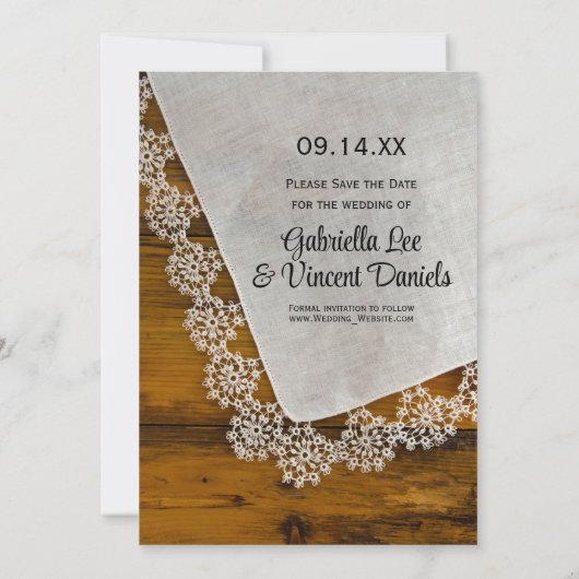 ピンクのデイジーとレース西の結婚式の日付を保存 セーブザデート (裏面)