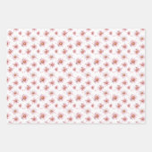 ピンクのデイジーと白のドット ラッピングペーパーシート (正面)