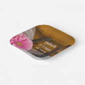 ピンクのデイジーと馬蹄地方の結婚式 ペーパープレート (傾斜あり)