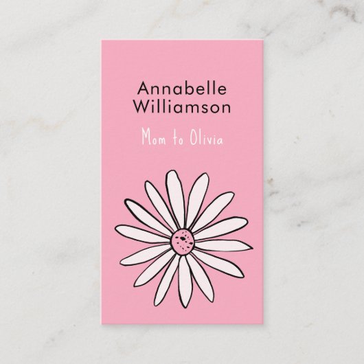 ピンクのデイジーのママの通話カード 名刺 (正面)