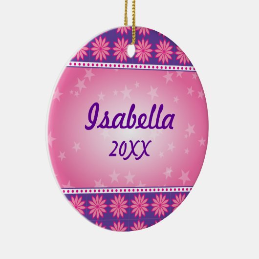 ピンクのデイジーの女の子の写真のオーナメント セラミックオーナメント (右)