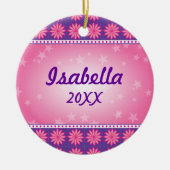 ピンクのデイジーの女の子の写真のオーナメント セラミックオーナメント (正面)