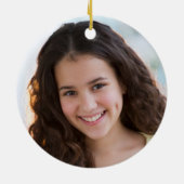 ピンクのデイジーの女の子の写真のオーナメント セラミックオーナメント (裏面)