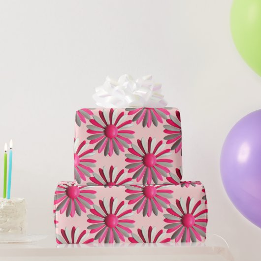 ピンクのデイジーの花のピン 春 夏 ガーデン ウェディング ラッピングペーパー (パーティーギフト)