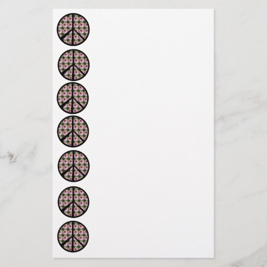 ピンクのデイジーの花のピースサイン 便箋 (正面)