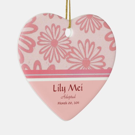 ピンクのデイジーの花の採用の発表の記念品 セラミックオーナメント (右)
