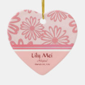 ピンクのデイジーの花の採用の発表の記念品 セラミックオーナメント (正面)