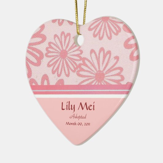 ピンクのデイジーの花の採用の発表の記念品 セラミックオーナメント (左)