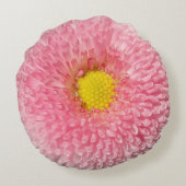 ピンクのデイジーの花の美しいの円形のクッション ラウンドクッション (裏面)
