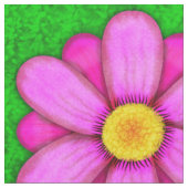ピンクのデイジーの花を緑の美しいパターン ファブリック (クローズアップ)