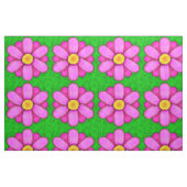 ピンクのデイジーの花を緑の美しいパターン ファブリック (ファットクウォーター)