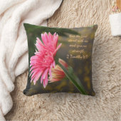 ピンクのデイジーの花柄; 聖なる書物、経典の詩の神の強さ クッション (ブランケット)