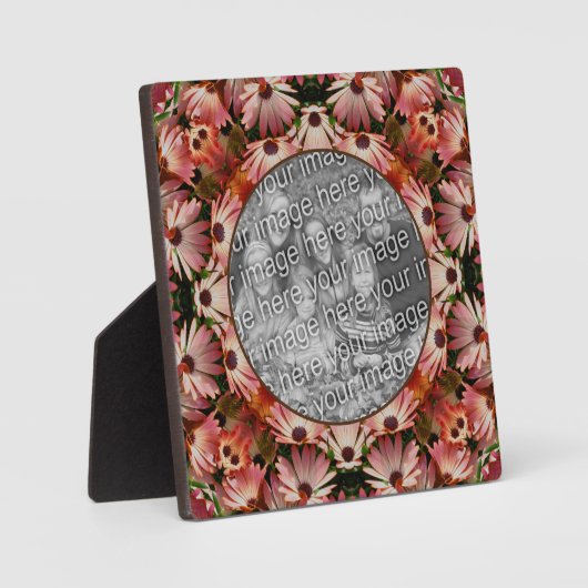 ピンクのデイジーの花自分の写真を作成 フォトプラーク (正面)