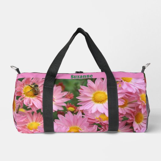 ピンクのデイジーの花 - カスタマイズ商品 ダッフルバッグ (正面)