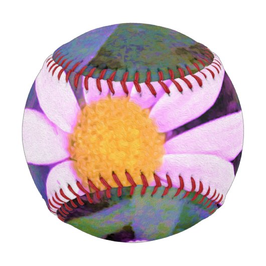 ピンクのデイジーの花 野球ボール (正面)