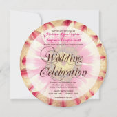 ピンクのデイジーを手に入れる結婚式 招待状 (裏面)