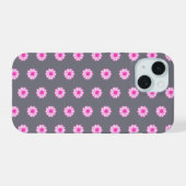 ピンクのデイジーイラスト iPhone 15ケース (裏面横)