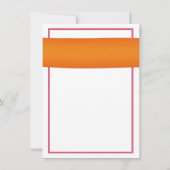 ピンクのデイジーオレンジのリボン結婚式の日付を保存 セーブザデート (裏面)