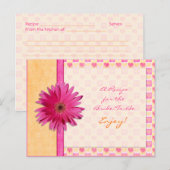ピンクのデイジーオレンジのレシピカードが花嫁になる ポストカード (正面/裏面)