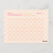 ピンクのデイジーオレンジのレシピカードが花嫁になる ポストカード (裏面)