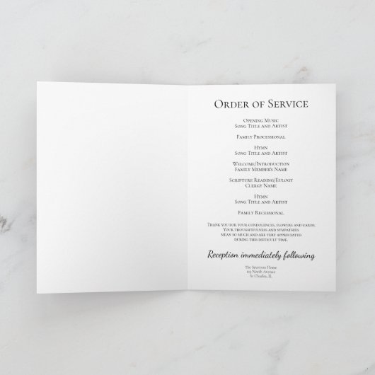 ピンクのデイジーカウボーイブーツウェスタン葬儀サービス プログラム (内部)