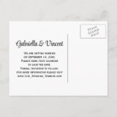 ピンクのデイジーカウボーイブーツウェディング日付を保存 案内ポストカード (裏面)