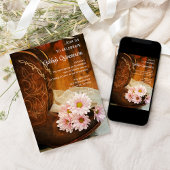 ピンクのデイジーカウボーイブーツキンセアニェラバーンパーティー 招待状