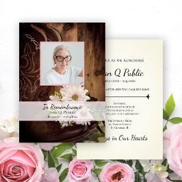 ピンクのデイジーカウボーイブーツ西部死亡記念日 招待状