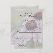 ピンクのデイジーカスタマイズ可能なRSVPカード 出欠カード (正面/裏面)