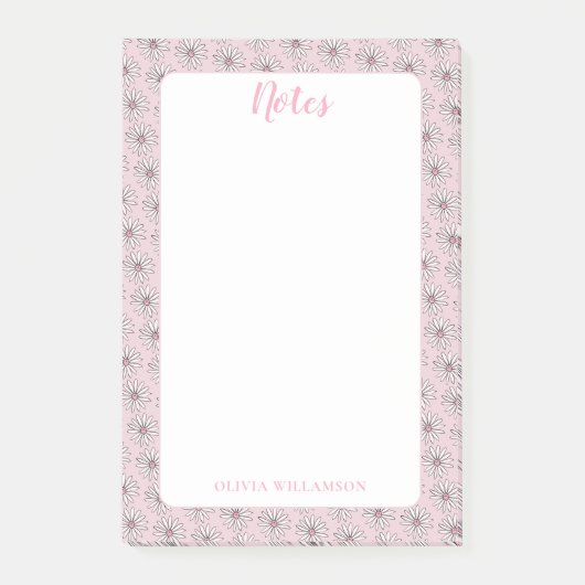 ピンクのデイジーガーリーフローラ ポストイット (正面)