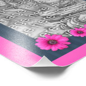 ピンクのデイジーストライプのフレームテンプレート フォトプリント            (角)