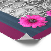 ピンクのデイジーストライプフレーム独自の写真を作成 ポスター (角)