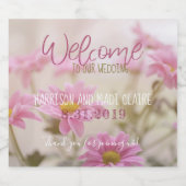 ピンクのデイジービールボトルラベルロマンチックな花 ビールラベル (シングルラベル)