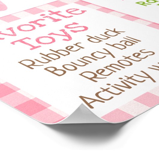 ピンクのデイジーファーム1stバースデーマイルストーンポスター ポスター (角)