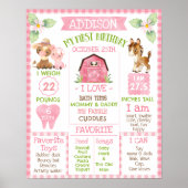 ピンクのデイジーファーム1stバースデーマイルストーンポスター ポスター (正面)