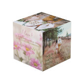 ピンクのデイジーフォトキューブロマンチックな花 フォトキューブ (裏面アングル)