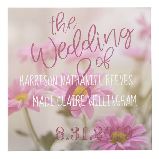 ピンクのデイジーフォトキューブロマンチックな花 フォトキューブ (正面)