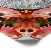 ピンクのデイジーフラワーフレーム自分の写真を作成 ポスター (角)