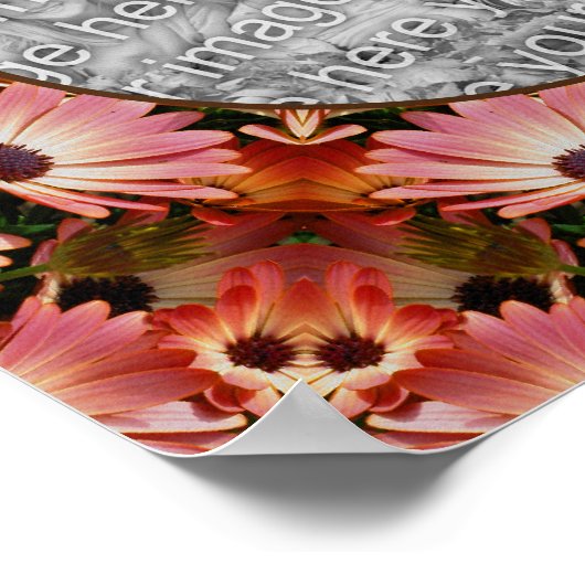 ピンクのデイジーフラワーフレーム自分の写真を作成 ポスター (角)