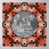 ピンクのデイジーフラワーフレーム自分の写真を作成 ポスター (正面)