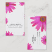 ピンクのデイジーフローラエレガントデイジーフレンド参照 紹介カード (正面/裏面)