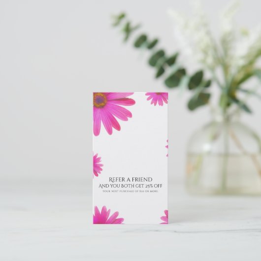 ピンクのデイジーフローラエレガントデイジーフレンド参照 紹介カード (スタンド正面)