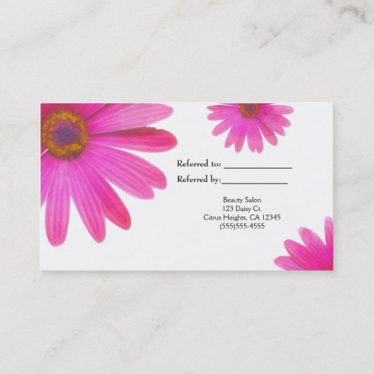 ピンクのデイジーフローラエレガントデイジーフレンド参照 紹介カード (裏面)