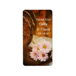 ピンクのデイジーブーツウェスタン結婚ズサンキューユーラベル ラベル