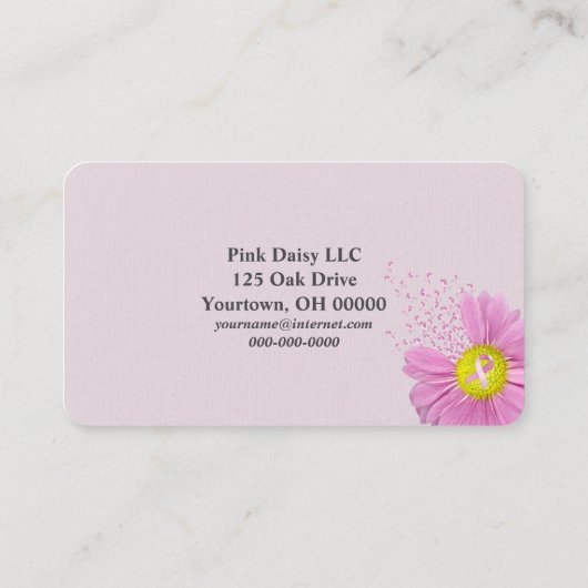 ピンクのデイジーリボン 名刺 (裏面)